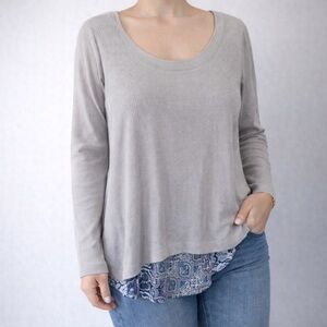 One World V-Neck Top Purple Grey Large